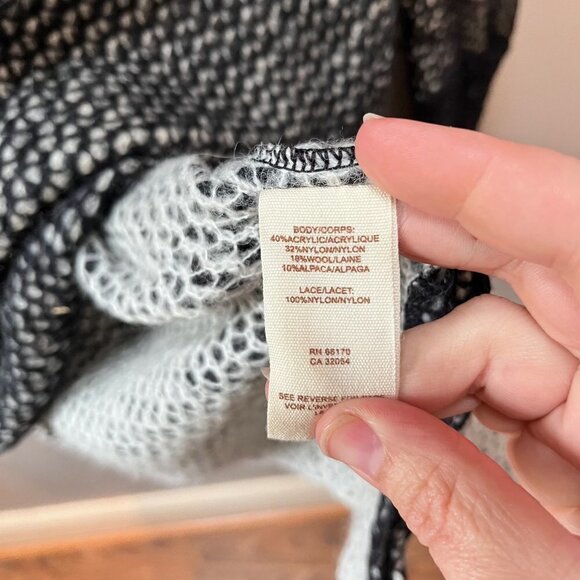 Free People Wool Alpaca Cardigan  Mix Knit Lace Cardigan Sweater- Size S - Picture 6 of 7